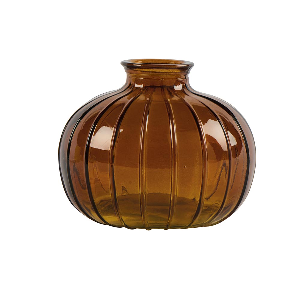 FLACON DECORATIF EN VERRE BOMBE COULEUR AMBRE 10.5 X 8.5 X 10.5 CM - Photo N°1