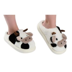 CHAUSSONS VACHE FOURRURE BLANCHE  et  NOIRE 38 - 39