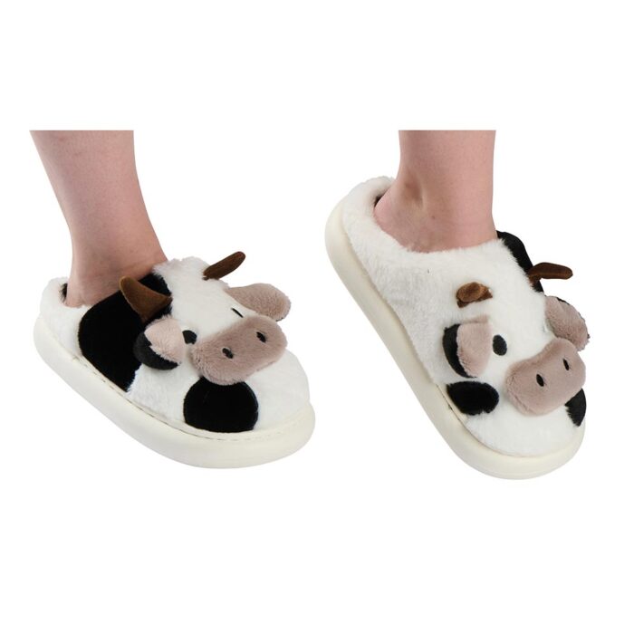 CHAUSSONS VACHE FOURRURE BLANCHE  et  NOIRE 38 - 39 - Photo N°1