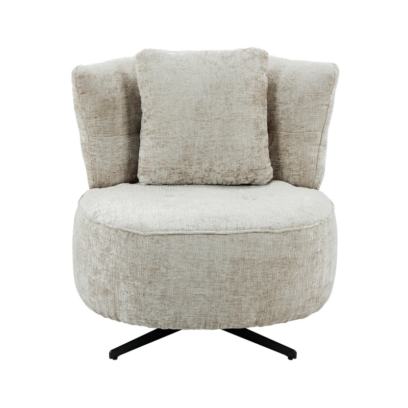 Fauteuil rond pivotant pied central tissu beige – Confort - La Maison ...