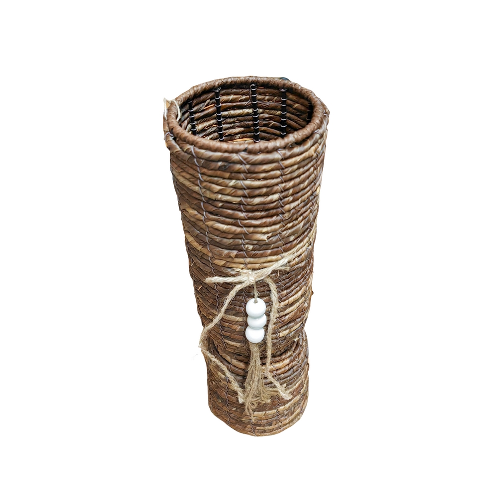 VASE CYLINDRIQUE DECORATIF FEUILLE DE BANANIER 14 X 45 X 14 - Photo N°2