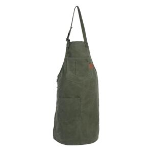 TABLIER KAKI 3 POCHES ANNEAUX ET MOUSQUETON 100% COTON