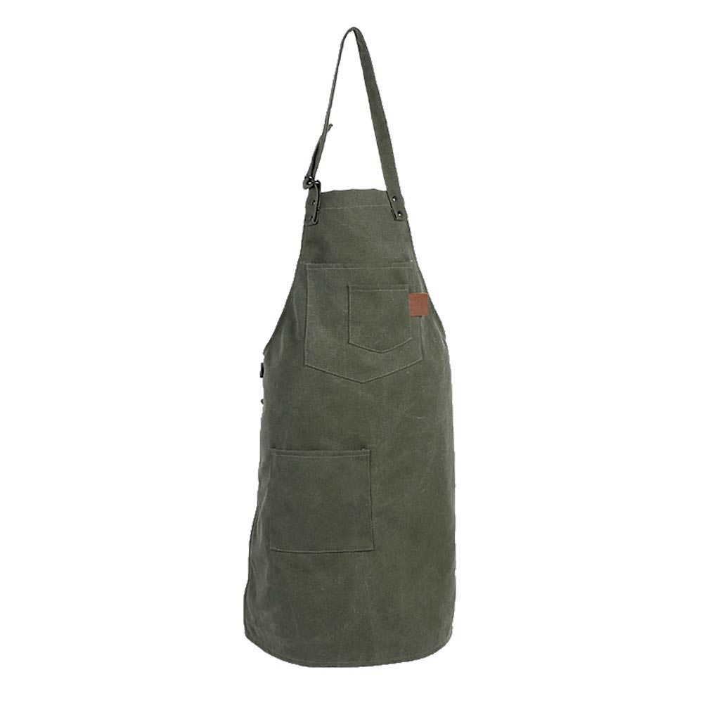 TABLIER KAKI 3 POCHES ANNEAUX ET MOUSQUETON 100% COTON - Photo N°1