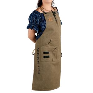 TABLIER MARRON 4 POCHES FAIT MAISON  100% COTON