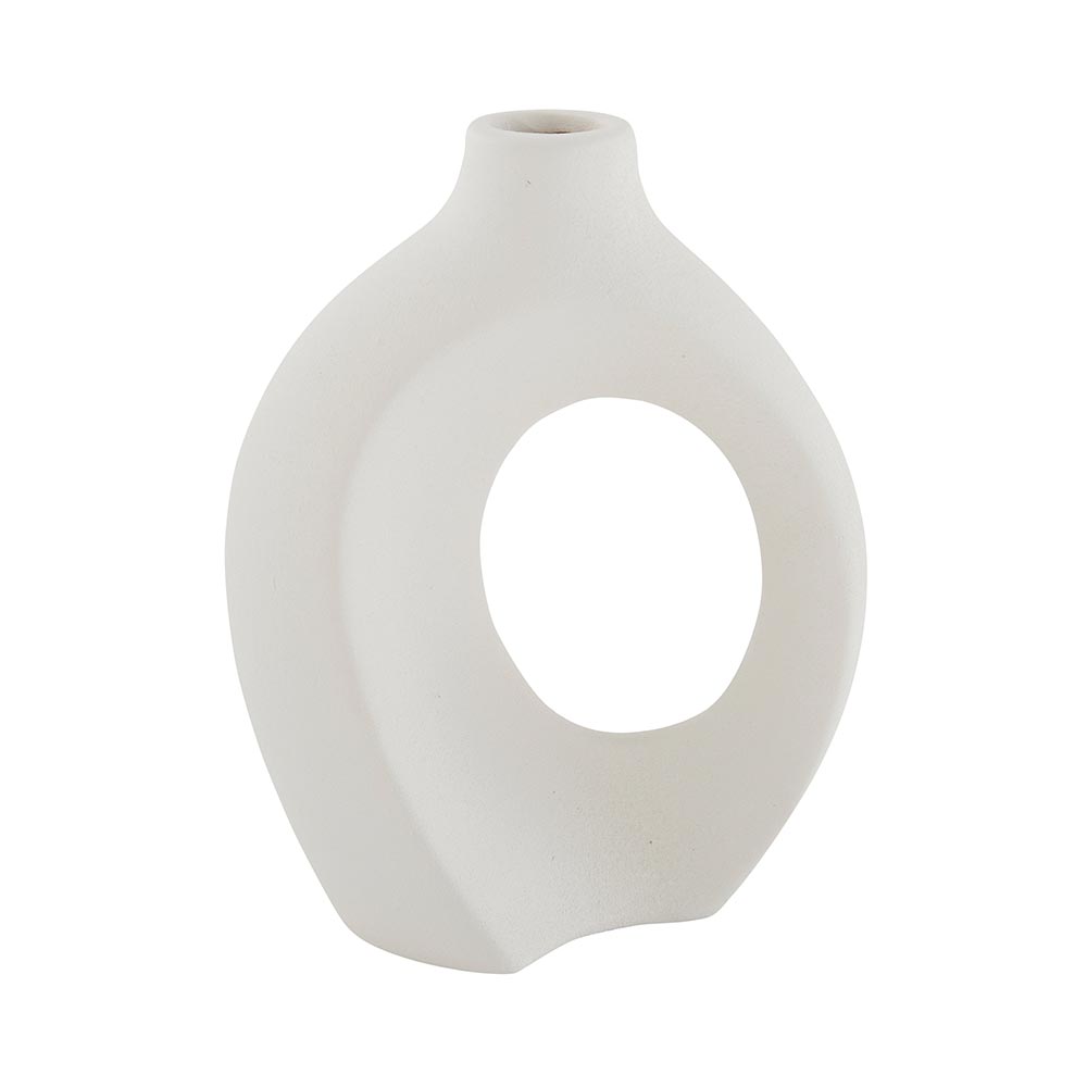 SET DE 2 VASES TERRES CUITES COLORIS BLANCS AJOURES AUX CENTRE 16 X 21.5 X 7 CM - Photo N°5