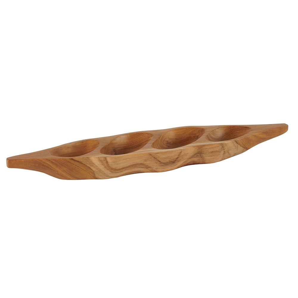 COUPE HARICOT EN BOIS DE TECK 4 COMPARTIMENTS 49 X 2 X  CM - Photo N°3