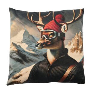 COUSSIN CERF SKIEUR  45 X 45 CM