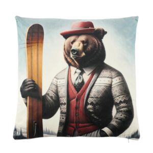 COUSSIN OURS SKIEUR  45 X 45 CM
