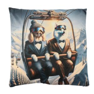 COUSSIN CHIENS TELESIEGE  45 X 45 CM