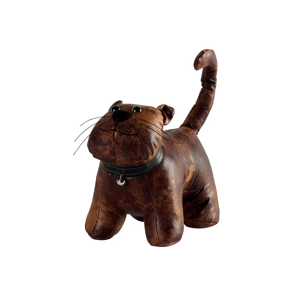 BLOQUE PORTE CHAT FACON VIEUX CUIR 27 x 20 x 14 cm - Photo N°1