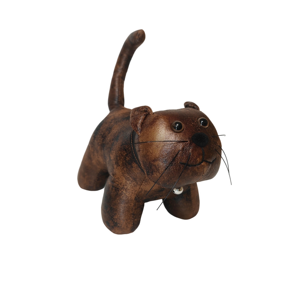 BLOQUE PORTE CHAT FACON VIEUX CUIR 27 x 20 x 14 cm - Photo N°3