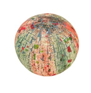 LAMPE BOULE EN VERRE MOSAIQUE ROUGE ET VERT 30 CM