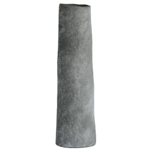 VASE CYLINDRIQUE HAUT EN GRES ANTHRACITE PATINE 13.7 X 48.5 X 13.7 CM