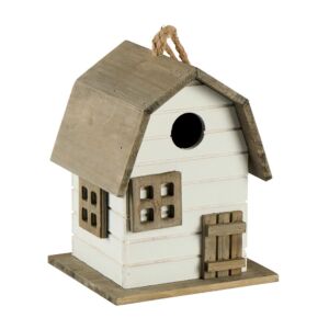 CABANE A OISEAUX TOIT GRISE ET BLANC 18 X 21 X 15.5 CM