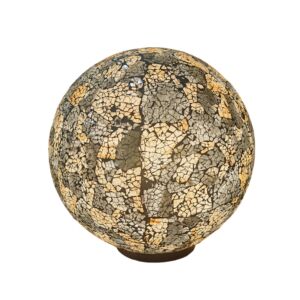 LAMPE BOULE EN VERRE MOSAIQUE OR ET GRIS 40 CM