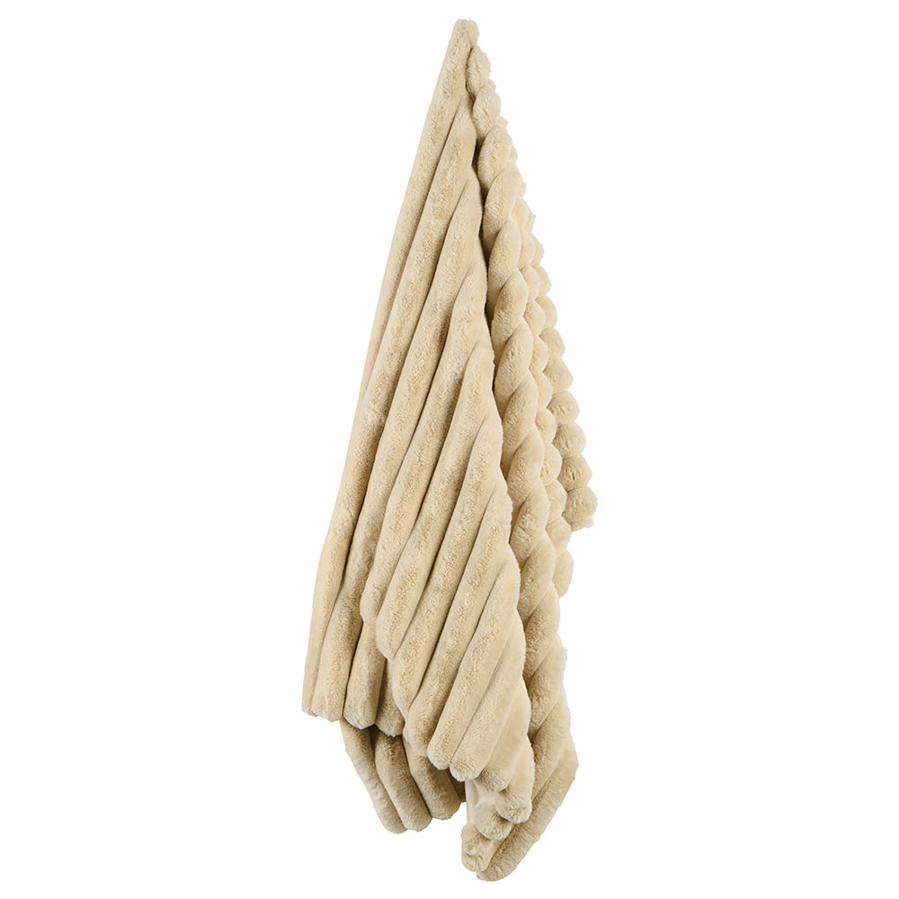 PLAID A GROSSES COTES WILMA COULEUR BEIGE 130 X 170 CM POLYESTER - Photo N°2