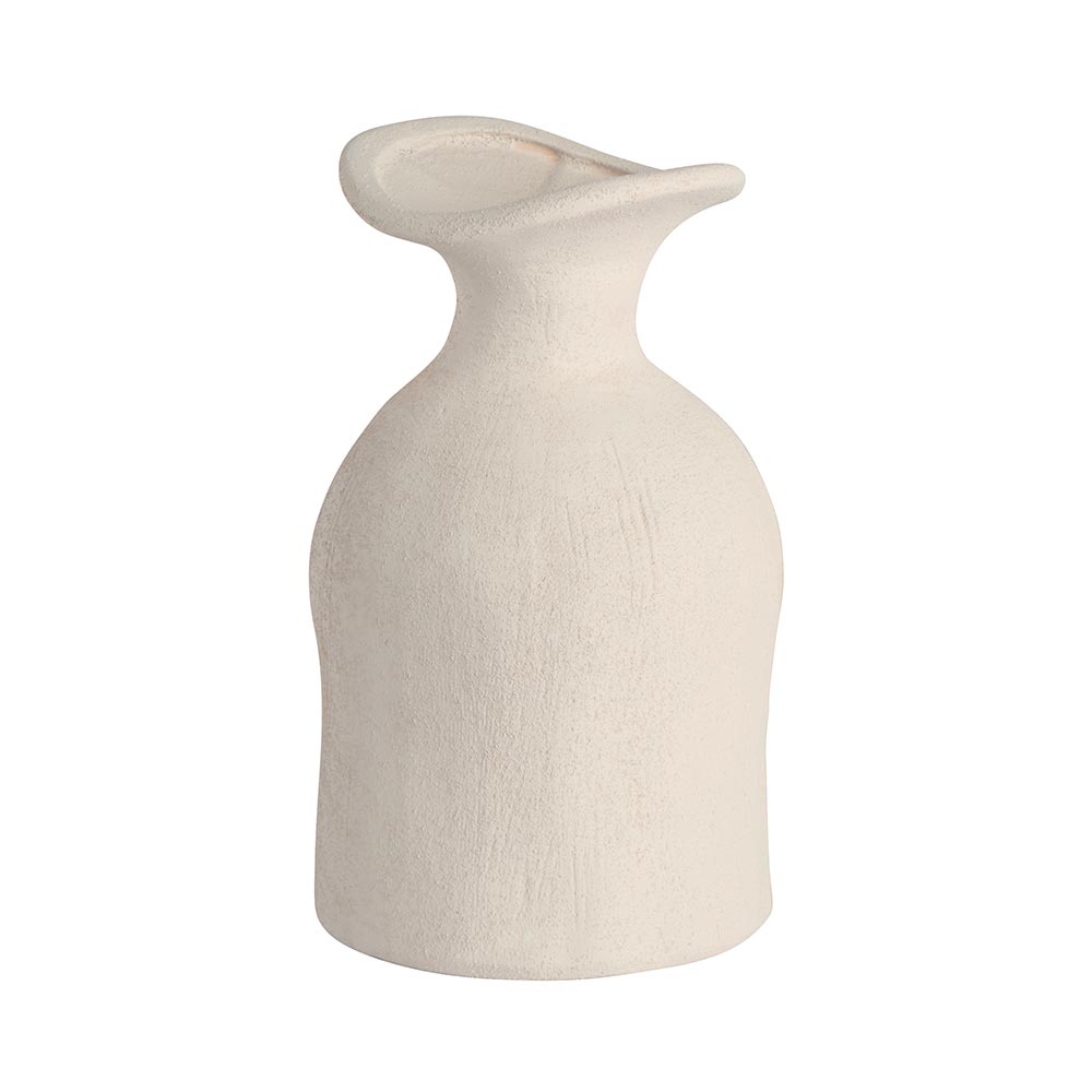 VASE EN GRES COLORIS BLANC OUVERTURE EVASEE 10 X 17 X 10 CM - Photo N°1