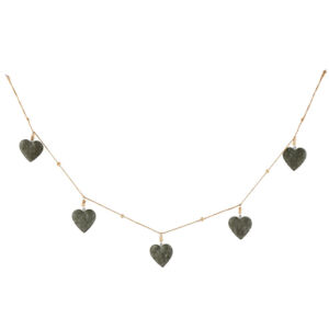 GUIRLANDE 5 COEURS EN METAL GRIS AJOURES 6.5 X 120 CM