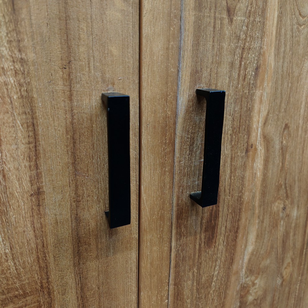 BAHUT BAS EN TECK NATUREL RECYCLE 175 X 86 X 53 CM 2 P 3T - Photo N°5