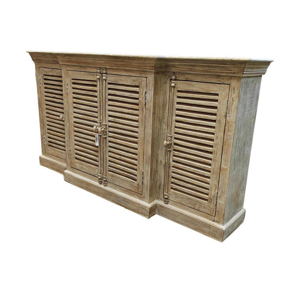 BAHUT 4 PORTES PERSIENNE MANGUIER MASSIF BLANCHI 180 X 95 X 41.5 CM - Photo N°6