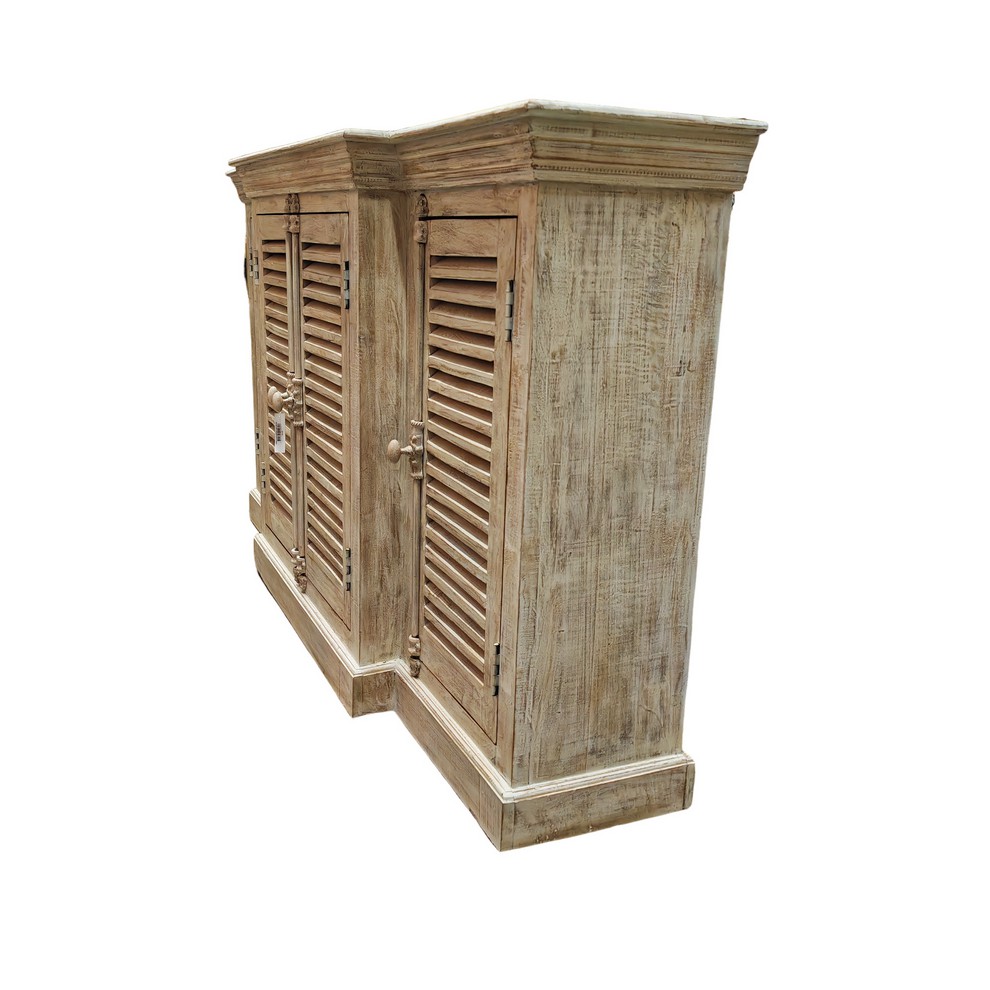 BAHUT 4 PORTES PERSIENNE MANGUIER MASSIF BLANCHI 180 X 95 X 41.5 CM - Photo N°5